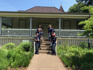 Group outside house