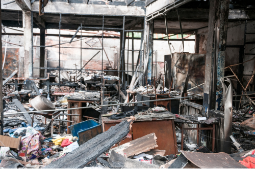 A nonprofit organization's office damaged by fire. Simpson McCrady Nonprofit Insurance.