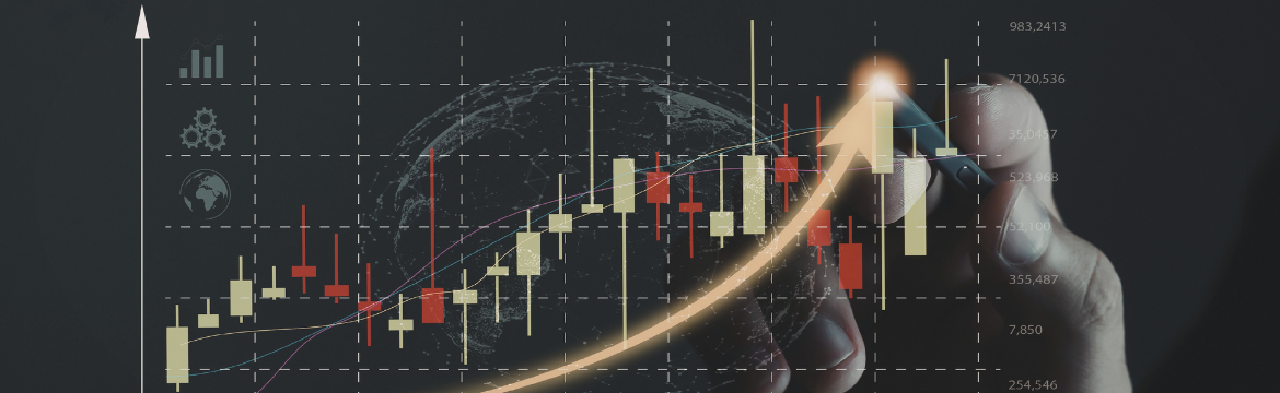 Analyst's hand marking a point on an upward graph representative of 2026 Personal Insurance and Risk Management Trends in Private Client Services. Simpson McCrady.