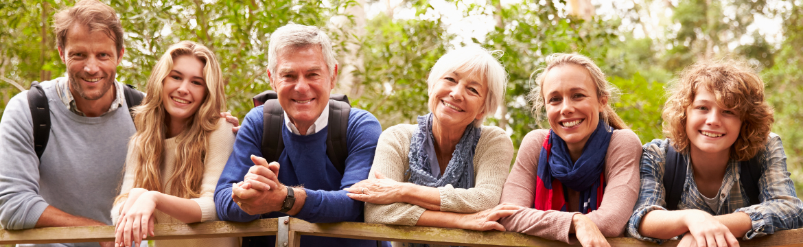 An image of three generations in one family on a hike representative of intergenerational wealth transfer. Simpson McCrady.